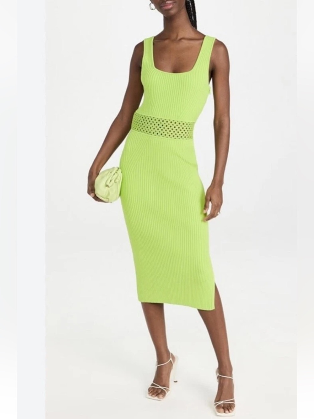 House of Harlow 1960 Lime Green Ribbed Knit Tank Dress Size Small NWT